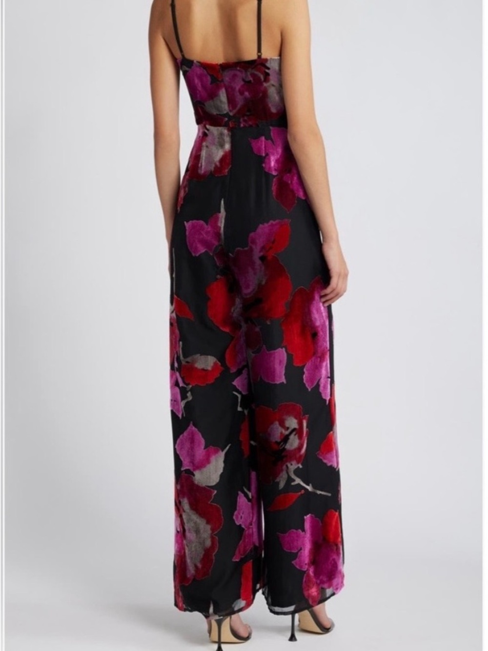 Hutch Sonnie Floral Velvet Jumpsuit - Flowy Wide Leg - Moody Blooms Boho Glam - Picture 2 of 6